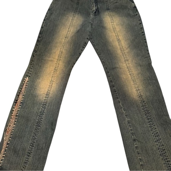 Crest Jeans Vintage Y2K 90s Western Flare Bootcut Embroidered Dirty Wash - Picture 2 of 10